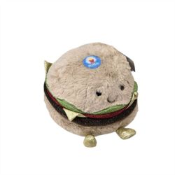 FAO Schwarz Glow Brights Cheese Burger Plush 8" Stuffed Animal Hamburger Works