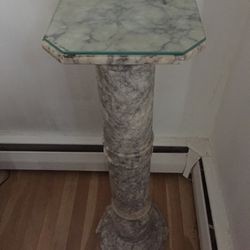 Alabaster Pedestal with Custom Cut Glass Top