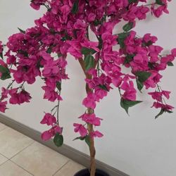 *** NEW LOW PRICE *** 62" Faux Boganvillea in a 12" (Diameter) Gray Resin Planter @ Lasting Creations