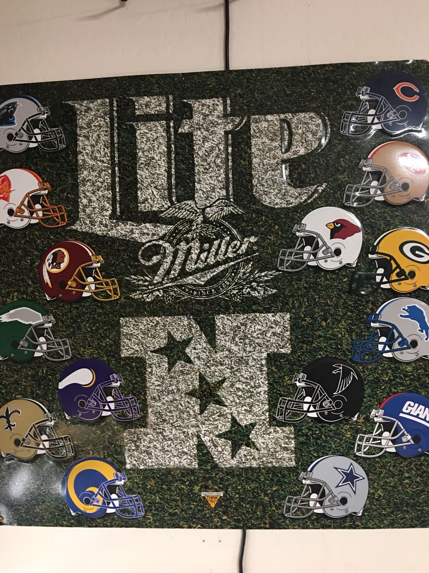 Miller Lite Beer NFL Metal Signs Tin NFC AFC Team Helmets Super Bowl