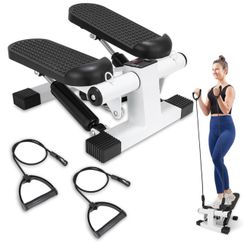 Mini Stepper for Home Exercise, Portable Stair Stepper with LCD Monitor and Resistance Bands, 260lbs Weight Capacity, Twist Stepper (Firm Price) 