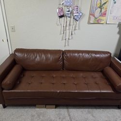 Purtell 82.25" Faux leather Square Arm Sofa, Comfy Sofa, Living Sofa