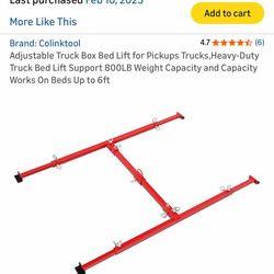 Truck bed adjustable lift support