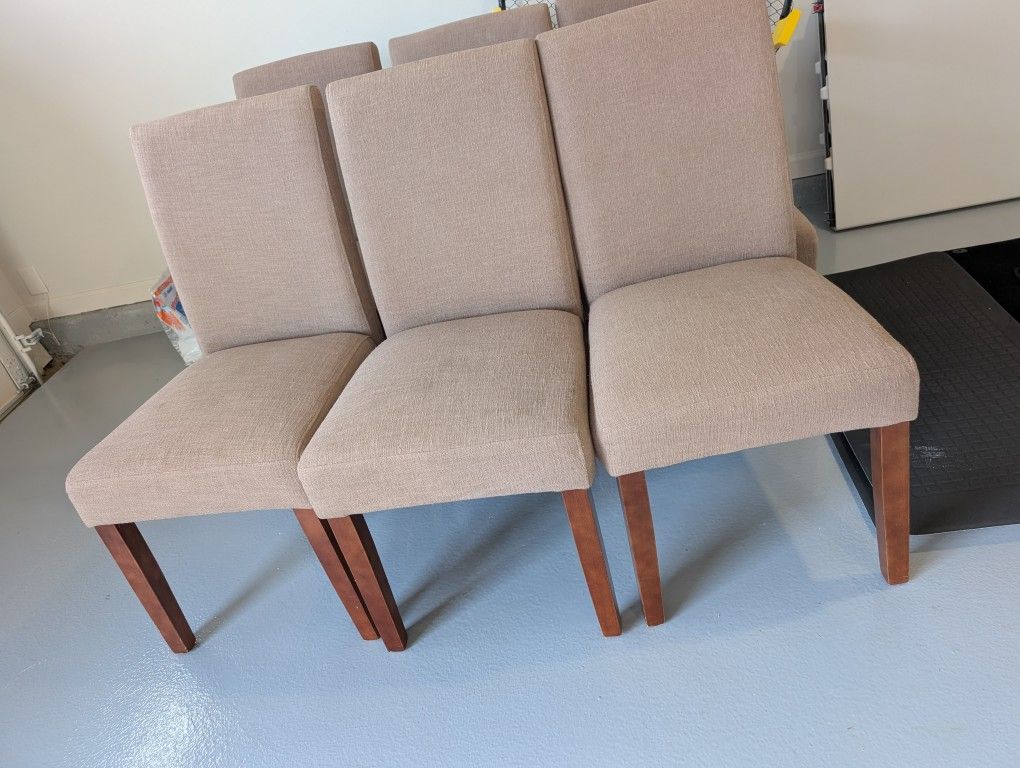 Set Of 6 Beige Dining Chairs