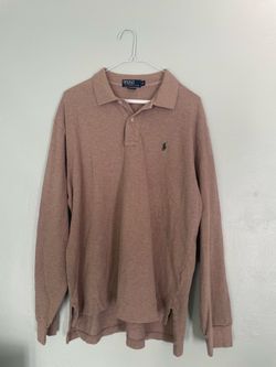 Vintage POLO by Ralph Lauren Long Sleeve Polo Shirt XL Brown Cotton Knit