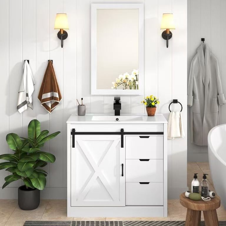❤️🔥 Blotout 36" Bathroom Dressing Table with Sink and Faucet and Mirror