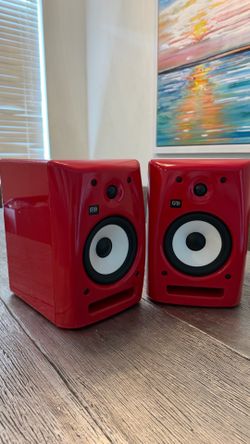 RARE KRK Rokit 6 RPG2 Limited Edition (Pair) - Gloss Red Cabinet / White Cones