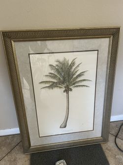 Large Framed Coconut Palm, artist Diane Peebles. •