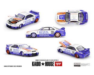 Kaido House x Mini GT 1:64 Nissan Skyline GT-R R33 BFTHR V1 – White with Blue Two-tone