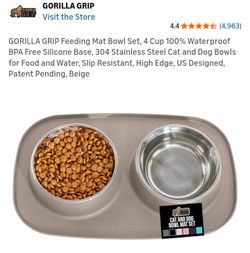 NEW GORILLA GRIP FEEDING MAT BOWL SET