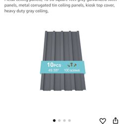 Metal ceiling panels, 10 50 square feet gray galvanized steel panels, metal corrugated tin ceiling panels, kiosk top cover, heavy duty gray ceiling,