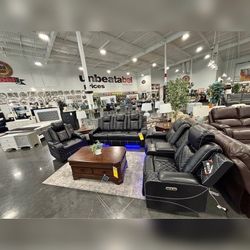 3PC Power recliner sofa set with LED USB and wireless two chargers