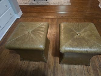 Leather ottoman pair