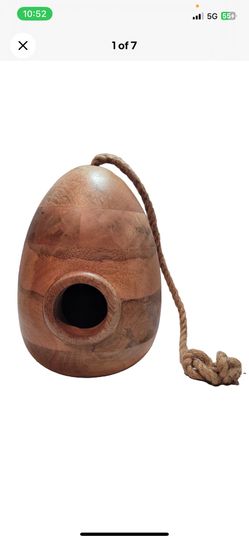 Beautiful 8.5" Solid Wooden Teardrop Hanging Bird Feeder - Smith & Hawken