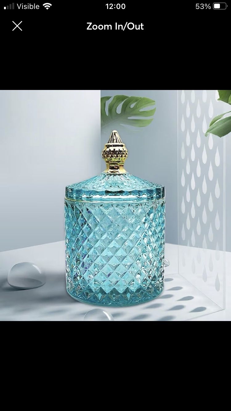 6 Luxury Glass Candle Vessels With Lid 10oz 300ml Color Aqua
