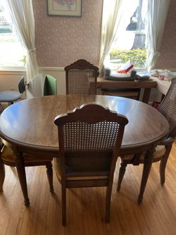 Antique oak family dinner table