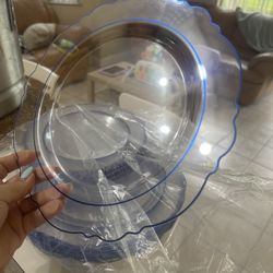 Elegant disposable plates with blue edge
