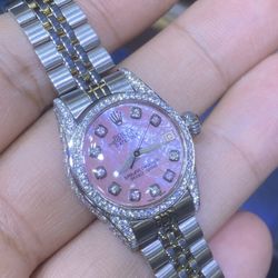 Rolex Pink Pearl Diamond Box Paper 26mm Ladies 10k Coins Chains Platinum 24k Kilo Patek 