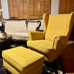 IKEA Strandmon Armchair & Ottoman Set