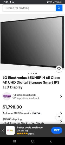 Lg. 65" Digital Display