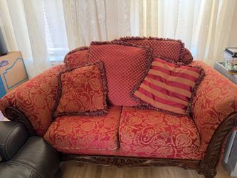 Ornate Carved Wood 3-Piece Sofa Set ,Vintage Traditional