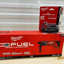 Milwaukee m18 fuel 1” SDS Plus D-Handle rotary hammer with 2ah battery 