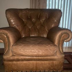  Oversized  Lillian August  Tufted Leather Chair