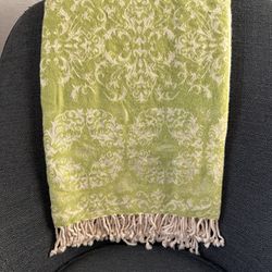 Pashmina 100% Cashmere Scarf Wrap Floral Green Beige Shawl Throw Blanket
