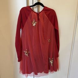 Red Tulle Gold Stars Christmas Holiday Dress 