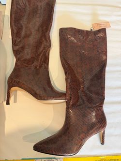 BCBGeneration Brown Snake-Print Over-the-Knee Boots New