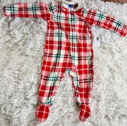 New With Tags Old Navy Warm & Cozy Red/Green Plaid Microfleece Baby Pajama Sleeper, 3-6 Mo (NWT)