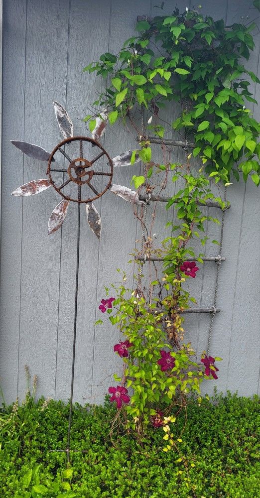 hand-made metal yard art