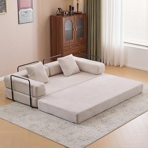 Beige Convertible Sofa 