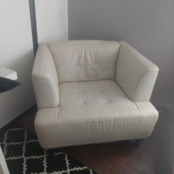 White Leather Chair/Loveseat