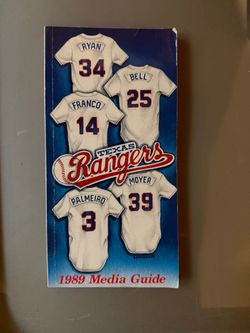 1989 Texas Rangers Vintage Media Guide Ft: Nolan Ryan, Palmeiro, Bell,& Franco