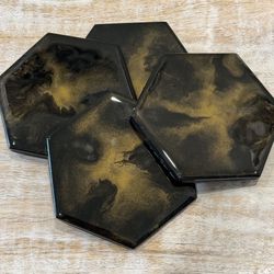 Black Gold Ceramic Tile Coasters