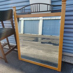 Large solid oak wall mount and iron accent 40"x 50"