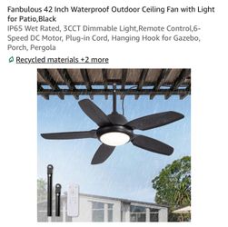 42 Inch Waterproof Outdoor Ceiling Fan with Light