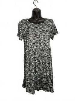 LuLaRoe Carly Women's XS Black Gray Marled Short Sleeve Tunic Dress