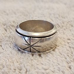 Vtg Sterling Silver Spinner Ring Sz10