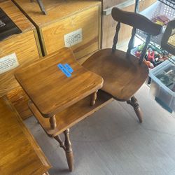 Vintage Telephone Desk Real Wood 