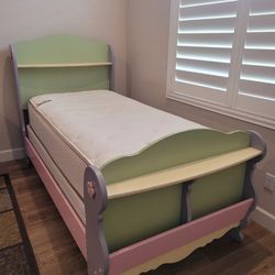 Girls Brooklyn Bedding Twin Bed Frame and Mattress with Foundation and Sheets