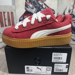 New Puma X Rihanna Fenty Creeper Phatty Corduroy Club Red 399871 04 ‘ In Session Pack’ Red Gum Womens Sizes 6 US, 6.5 US, 7 US, 7.5 US, 8 US, 9 US
