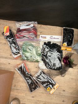 Costume Wig Lot – Black, Red, Green