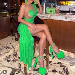 Green Sequined Asymmetrical Dress