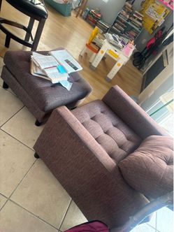 $125🛋️3 piece set Tufted Accent Chair and Ottoman Set