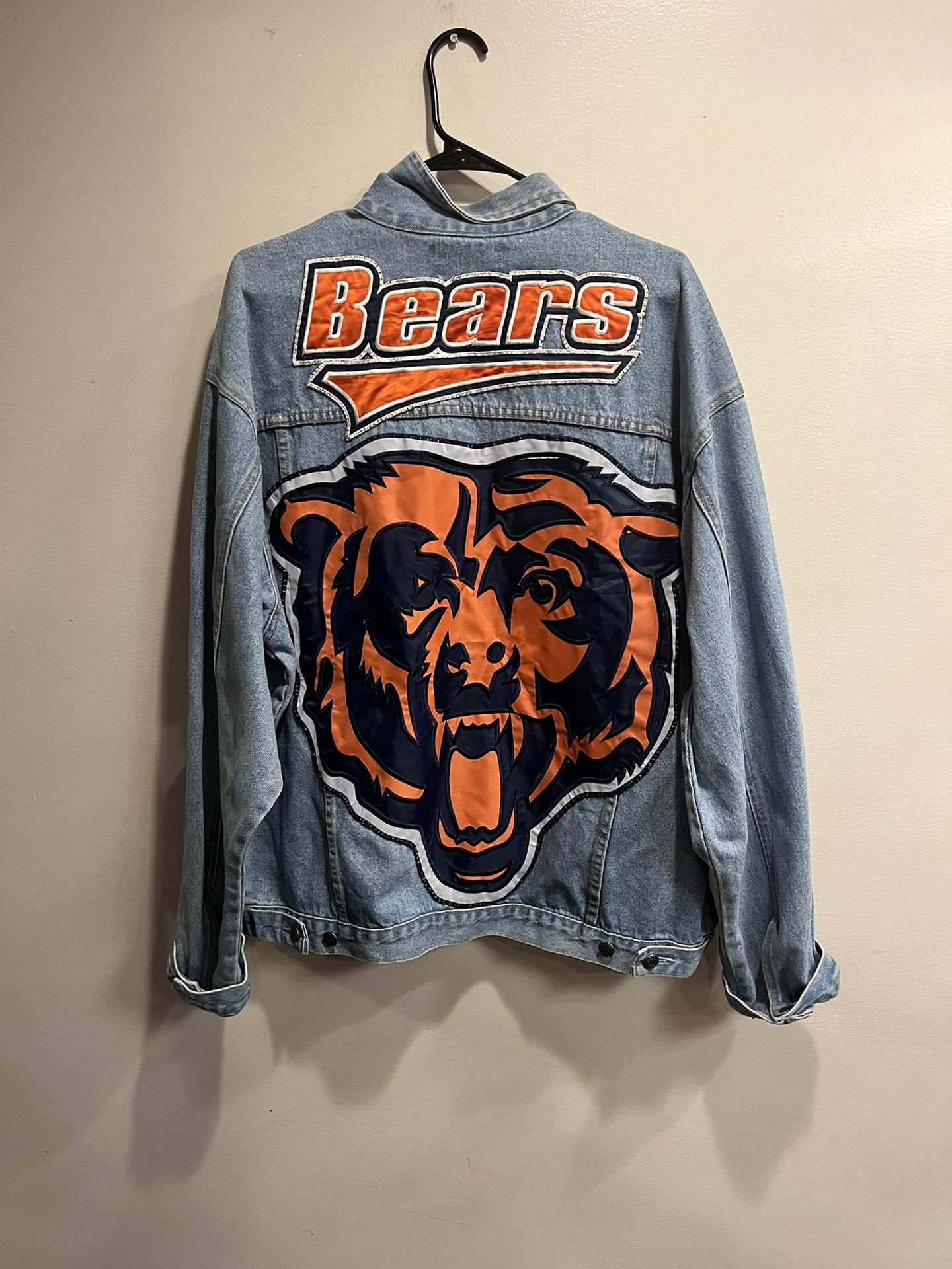 Vintage Custom Chicago Bears 🐻 HARRAHS JOLIET CASINO DENIM JACKET Sz XL