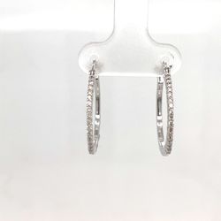 10kt White Gold Hollow Diamond Hoop Earrings .25ctw 3.14grams 147929 10