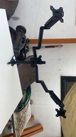 Office table with monitors.