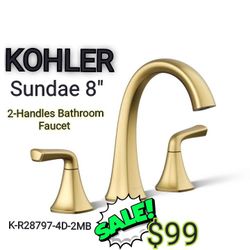 KOHLER K-R28797-4D-2MB Sundae 8 in. Widespread 2-Handles Bathroom Faucet in Vibrant Brushed Moderne Brass
